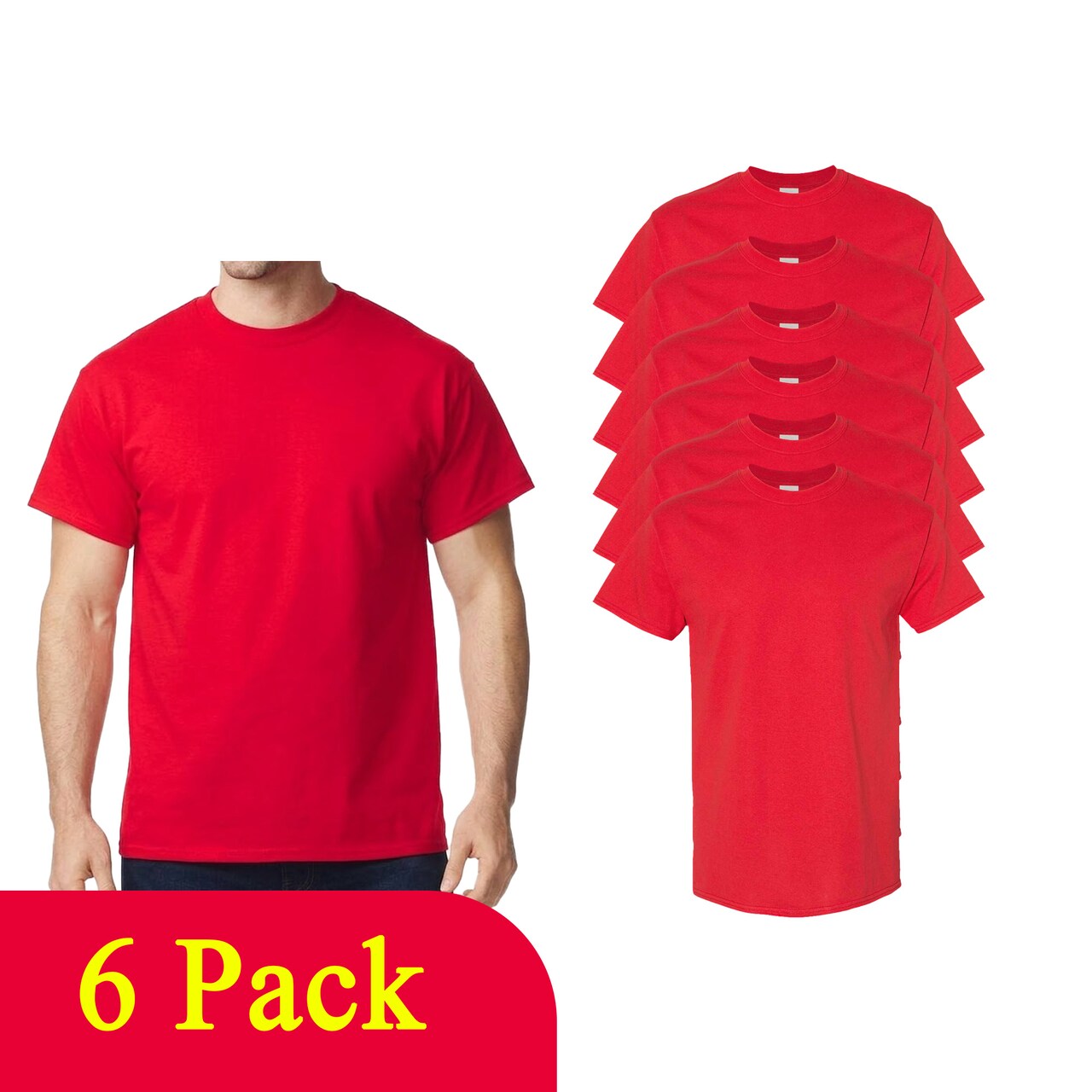 Gildan Unisex Heavy Cotton Red Craft Blank T-Shirt Bundle for Pack Fabric Printing Shirts